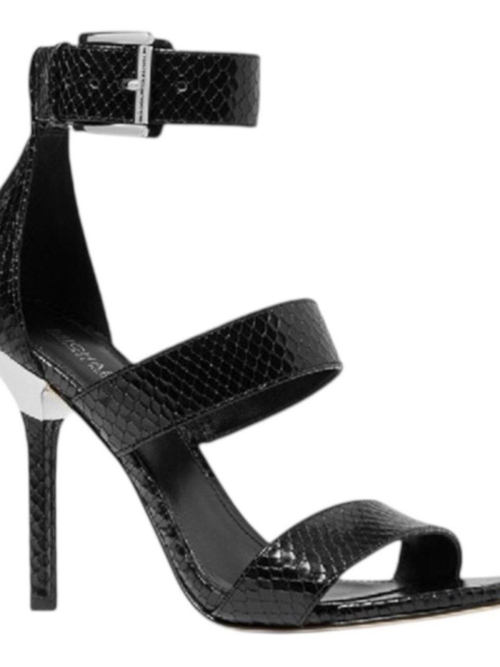 Michael Kors Amal Snake-Embossed Leather Sandals